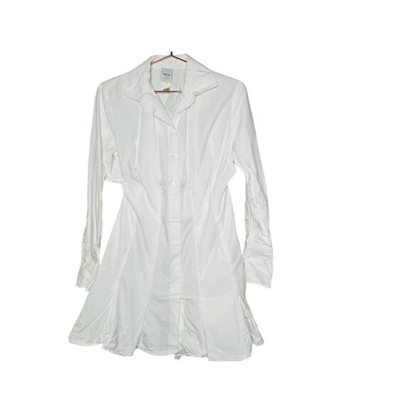 PATOU White Pleated Summer Tie Waist Button Down Top Shirt Dress Size EU 44 - Picture 6 of 15
